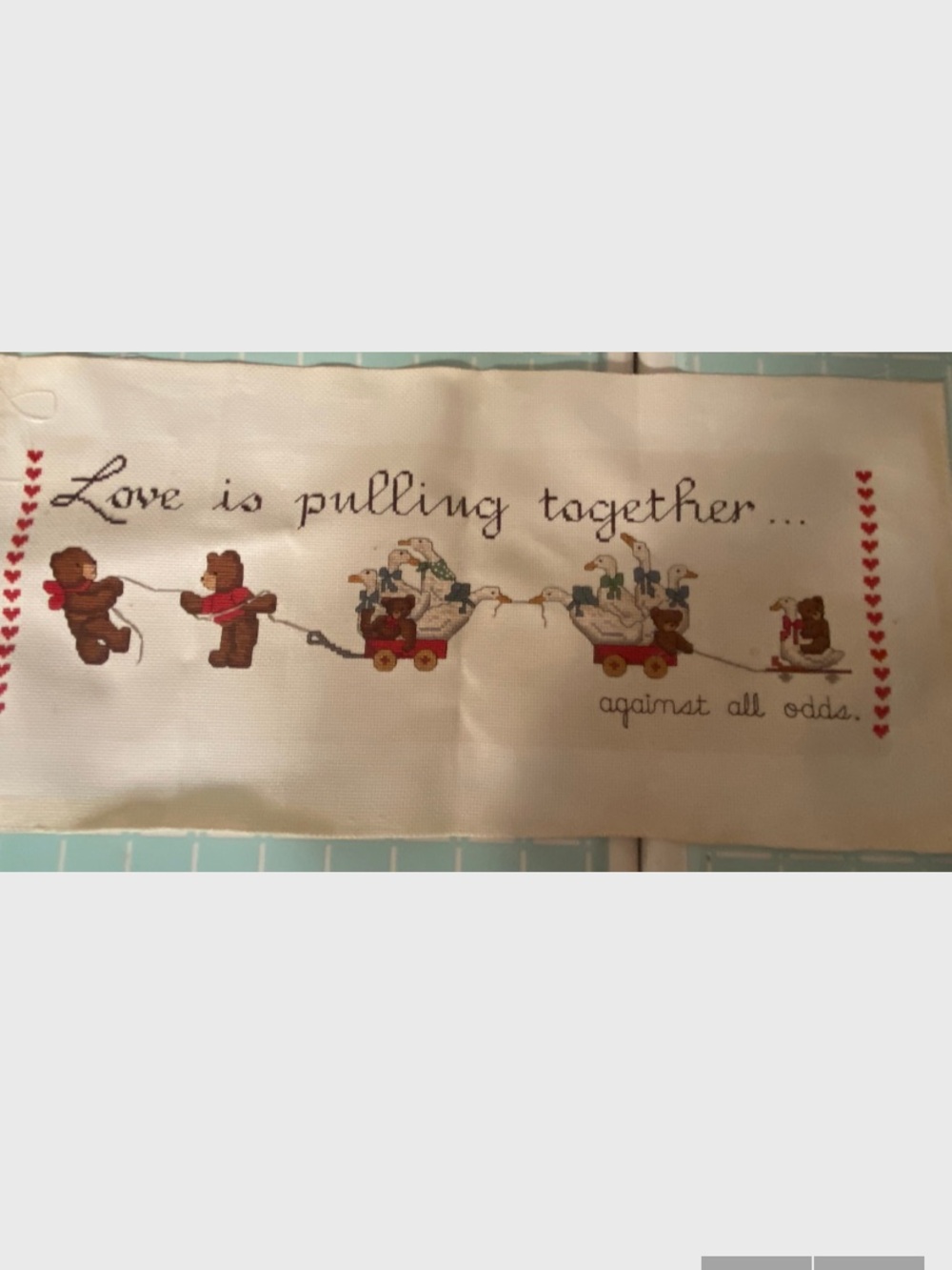 Bear & Goose Love is Pulling Together Counted Cross Stitch
